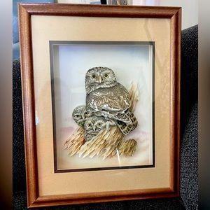 Vintage 3D Owl Shadowbox